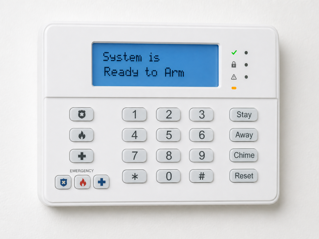 Security panel for a home alarm system